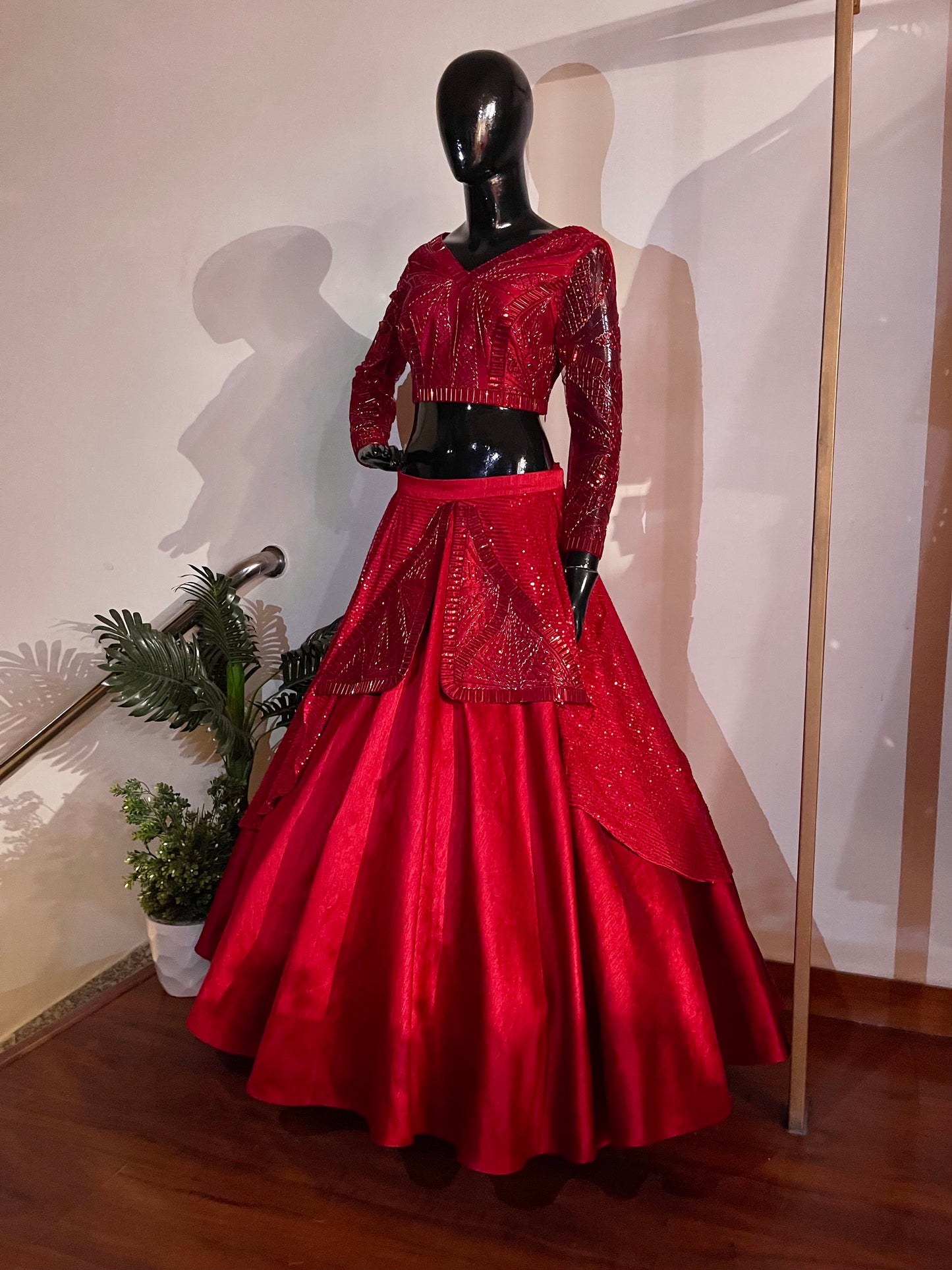 Scarlet Red Fusion Lehenga