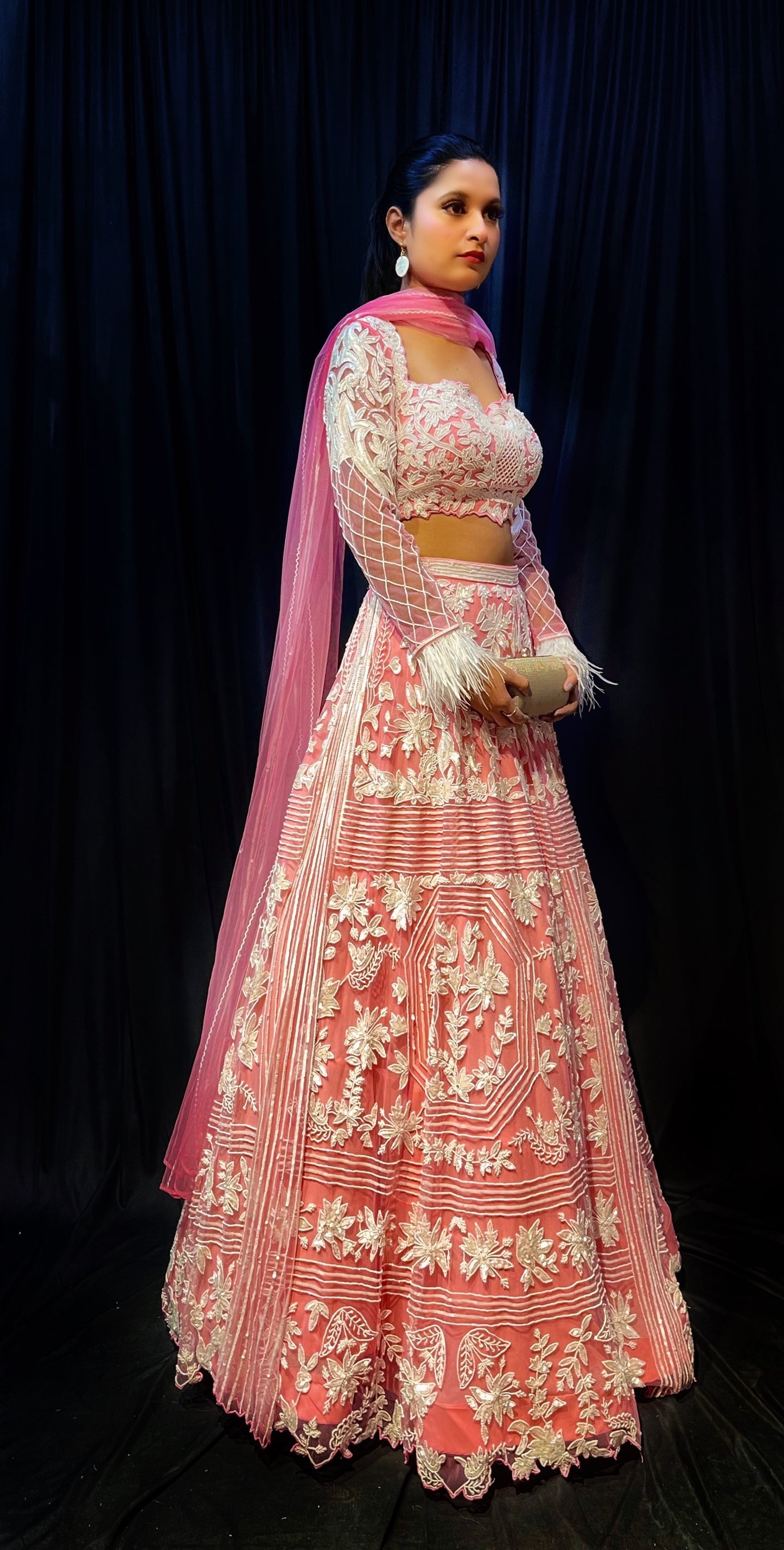 Pink Embroidered Lehenga