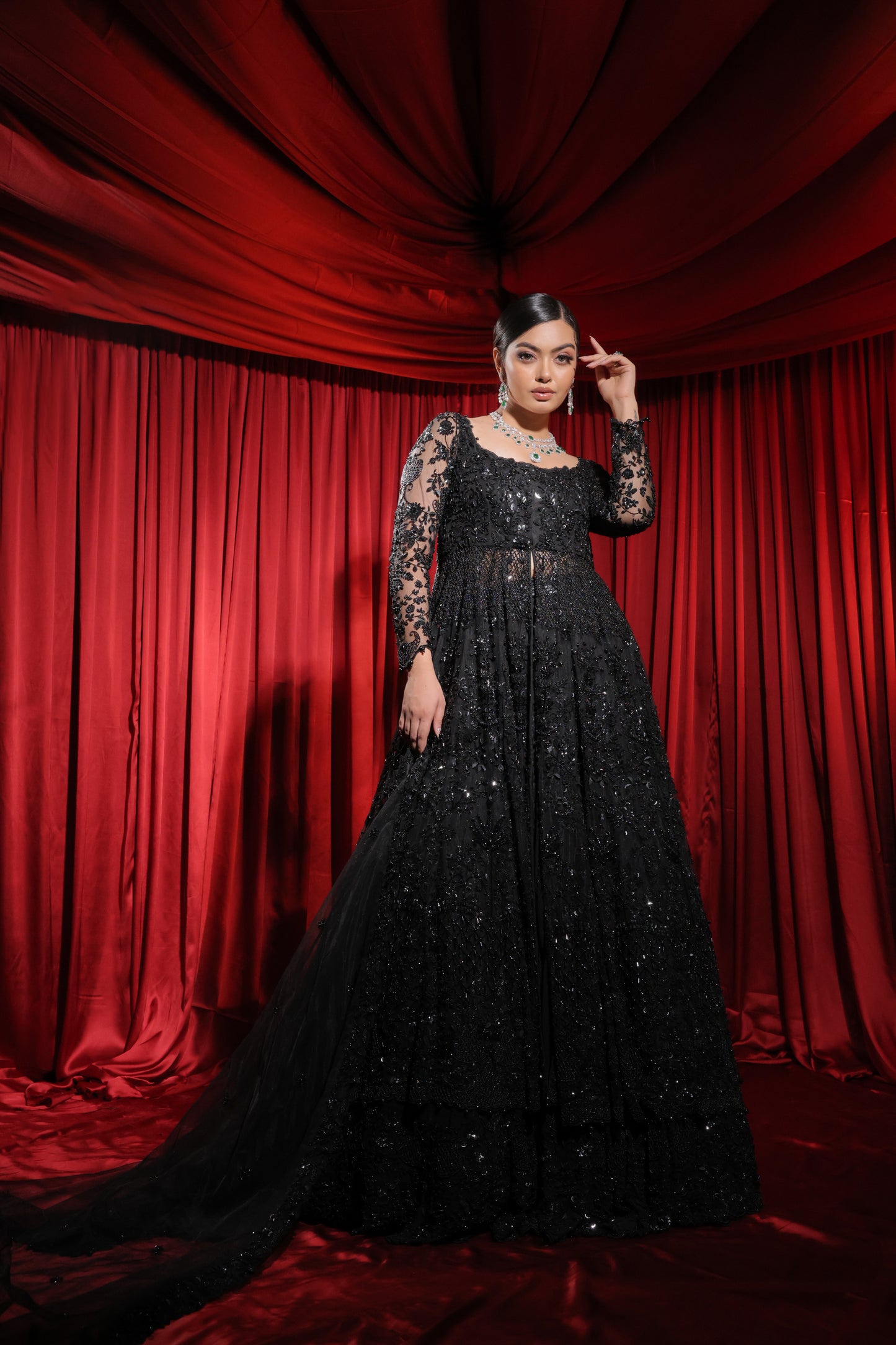 Noire Majestique Jacket Lehenga