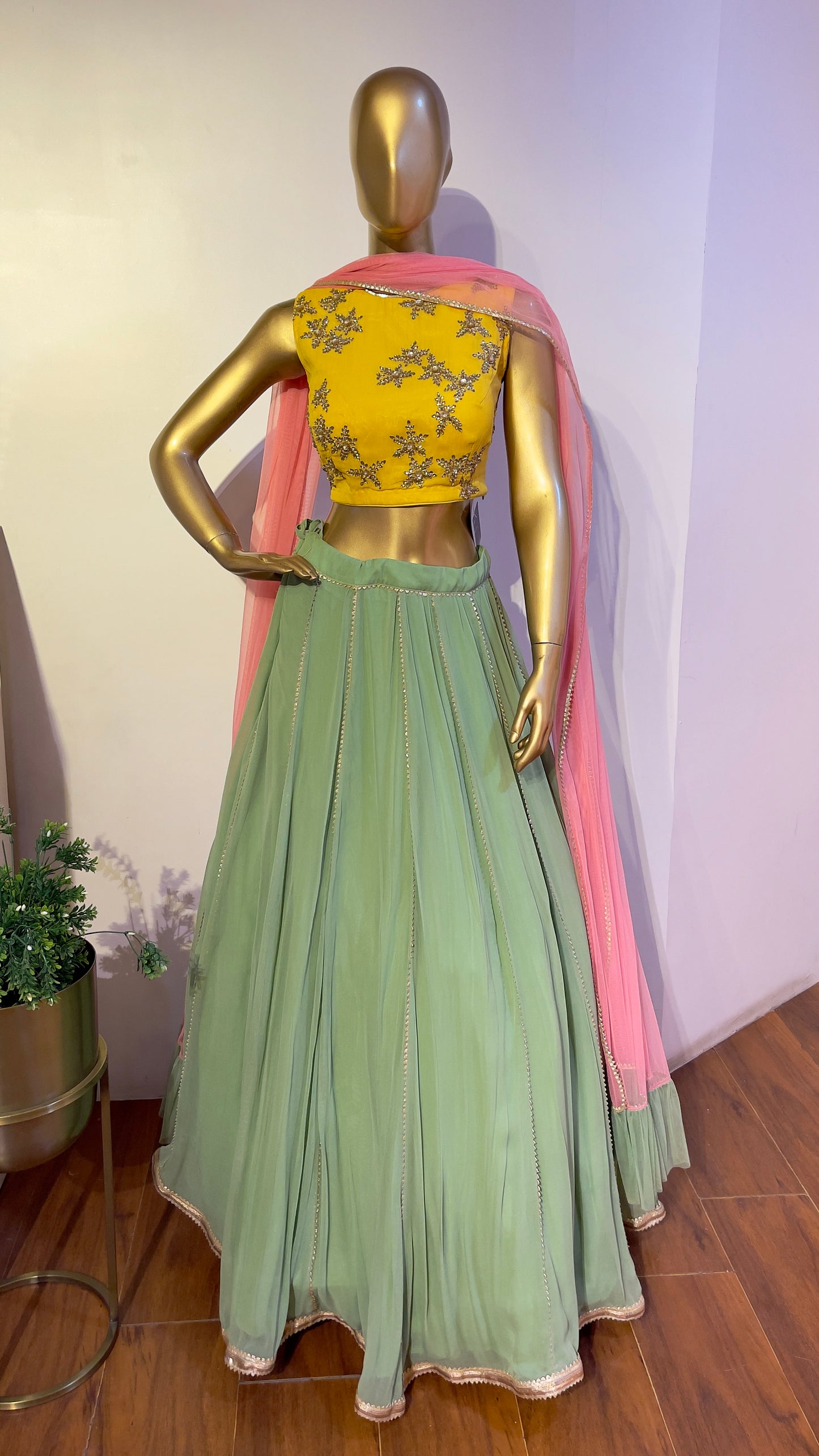 Multicolor kundan embroidered lehenga