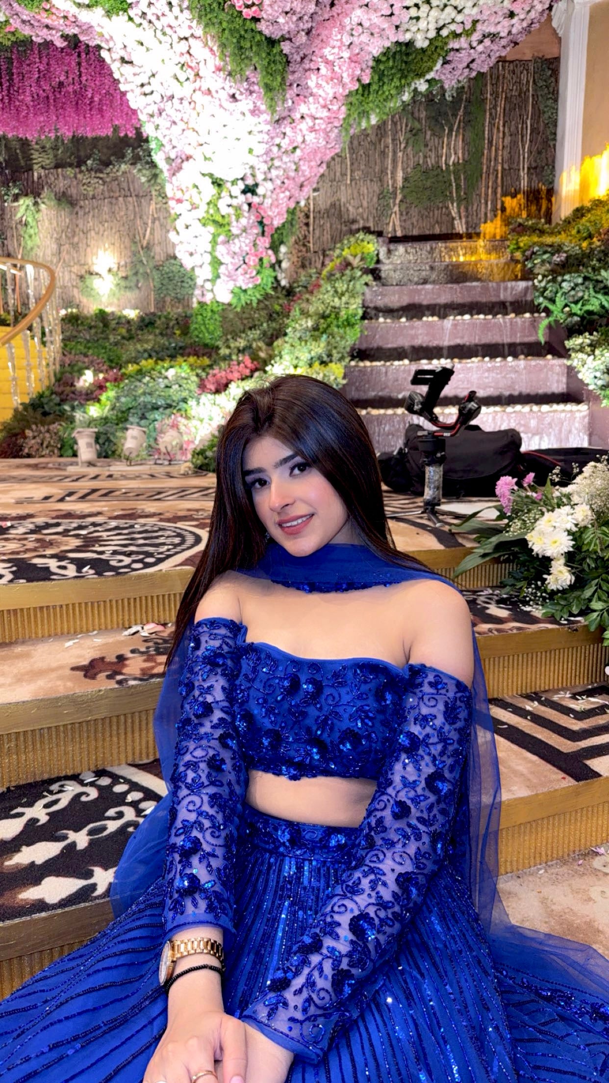 Electric Blue Embroidered FusionLehenga