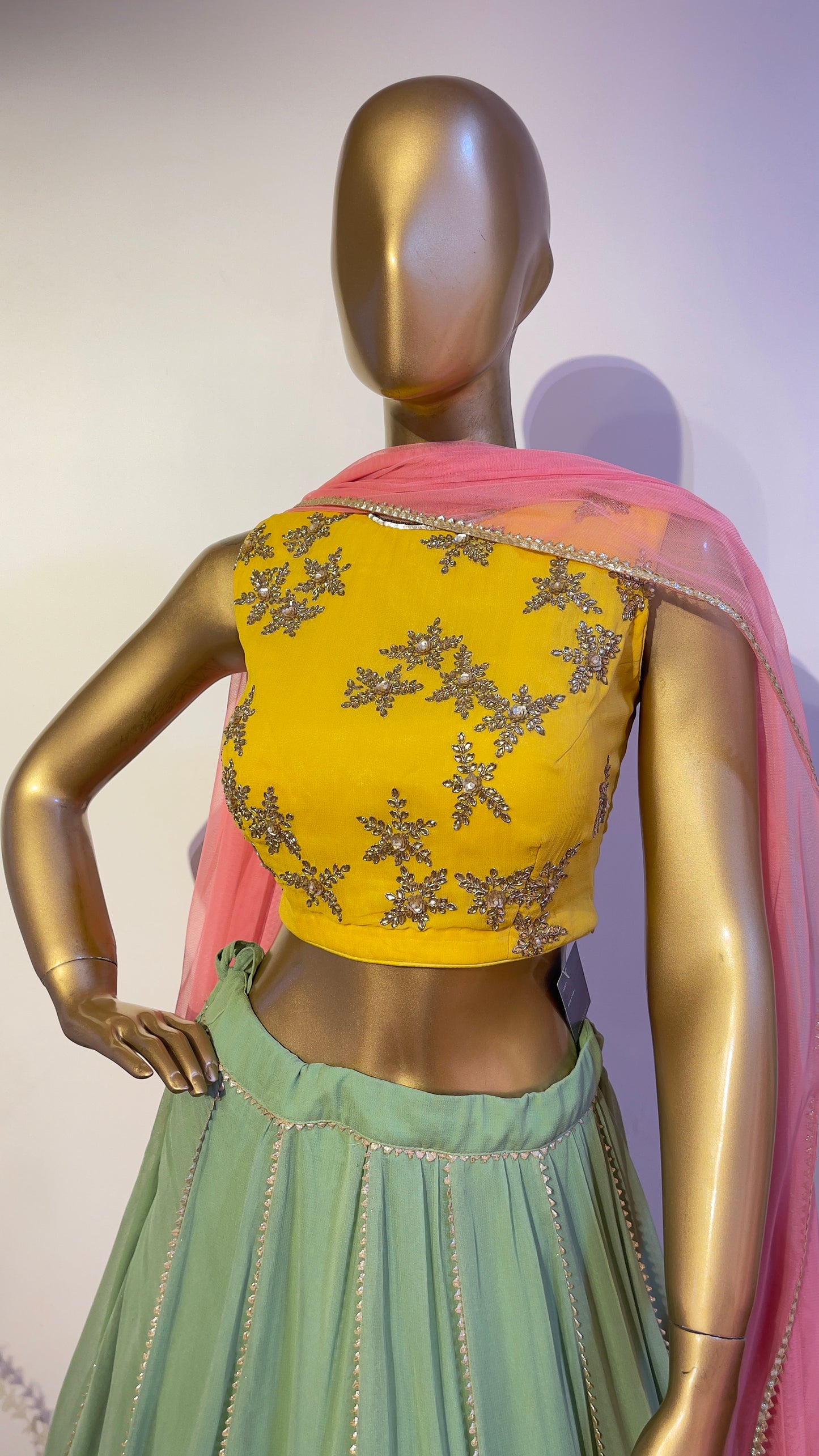 Multicolor kundan embroidered lehenga