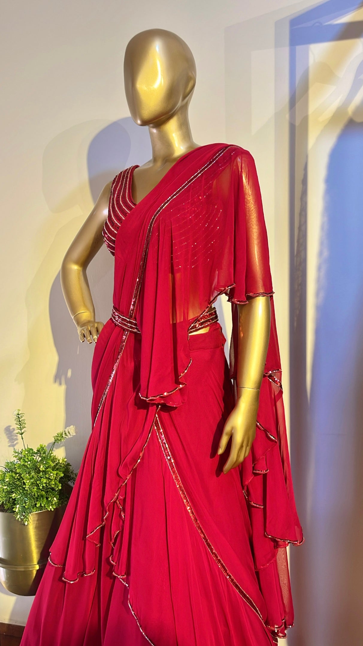 Maroon Draped Saree