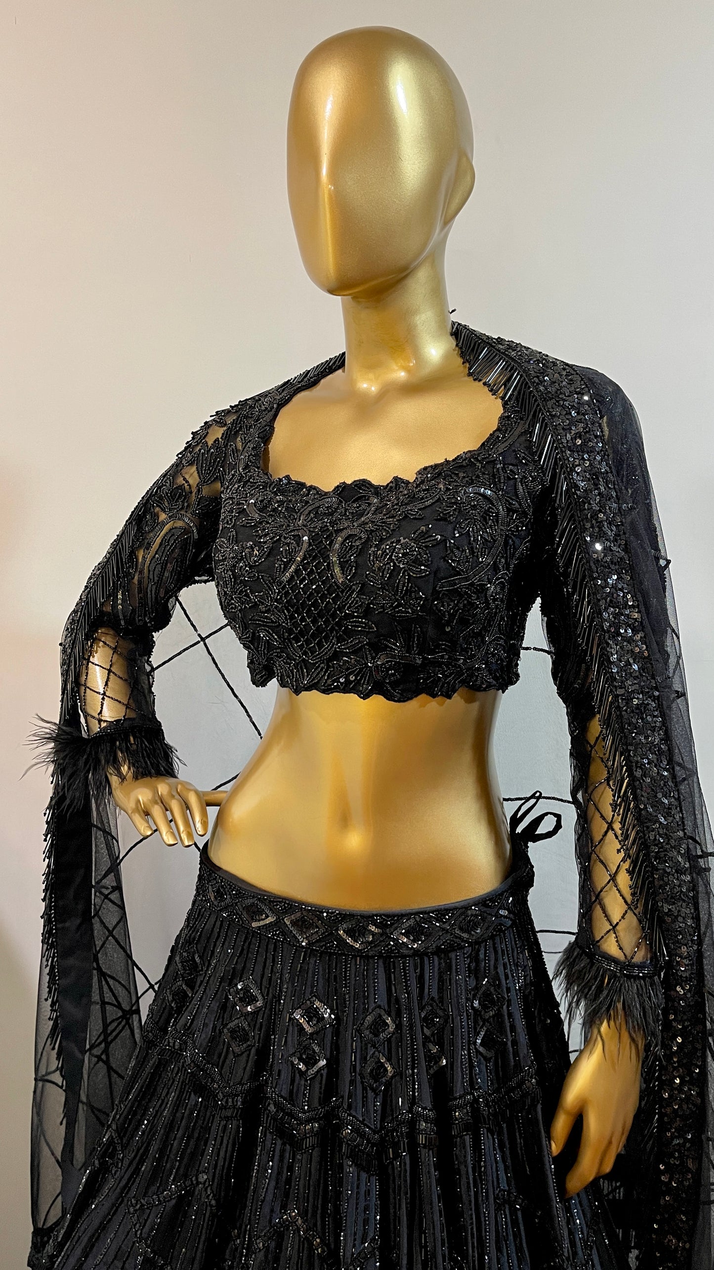 Black Embroidered Contemporary Lehenga