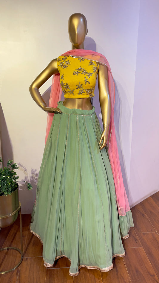 Multicolor kundan embroidered lehenga