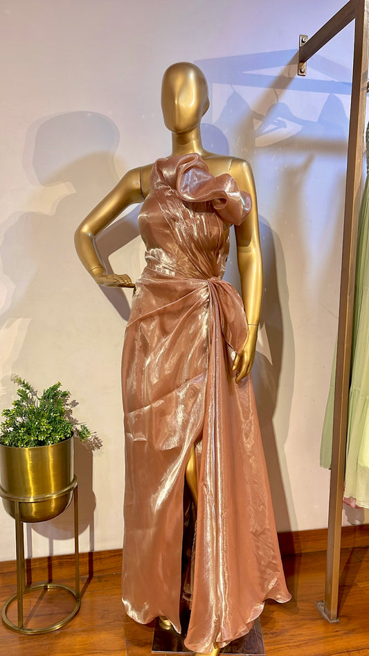 Champagne Gold Draped Gown
