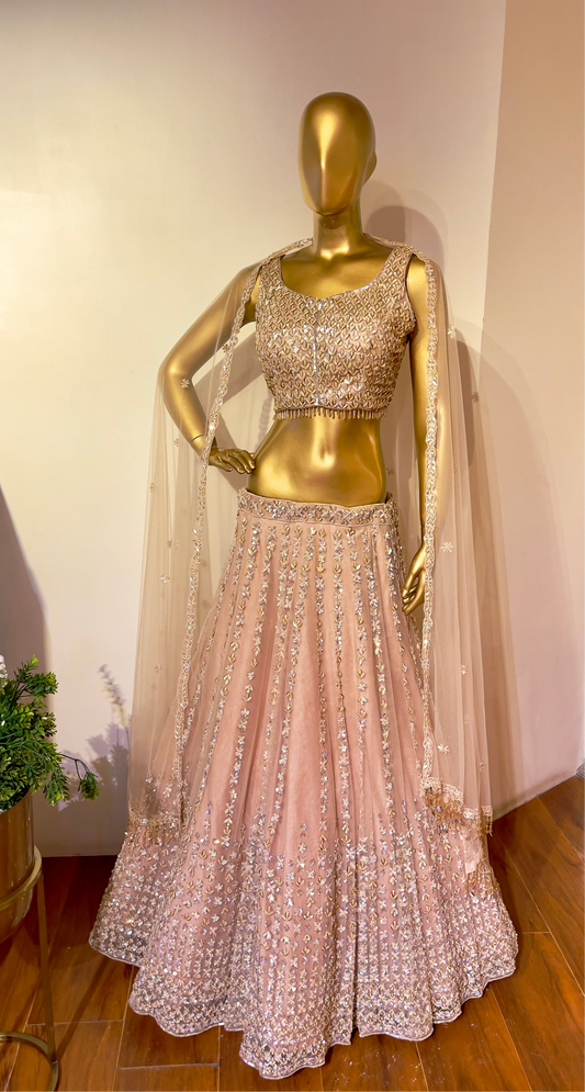 Powder Peach Embroidered Lehenga