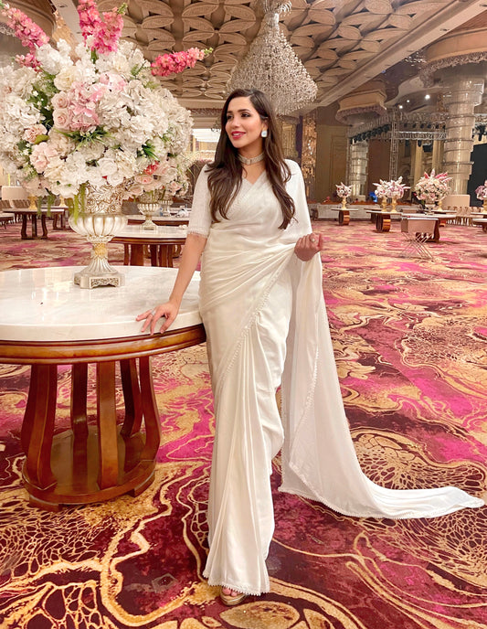 Ivory Draped Saree
