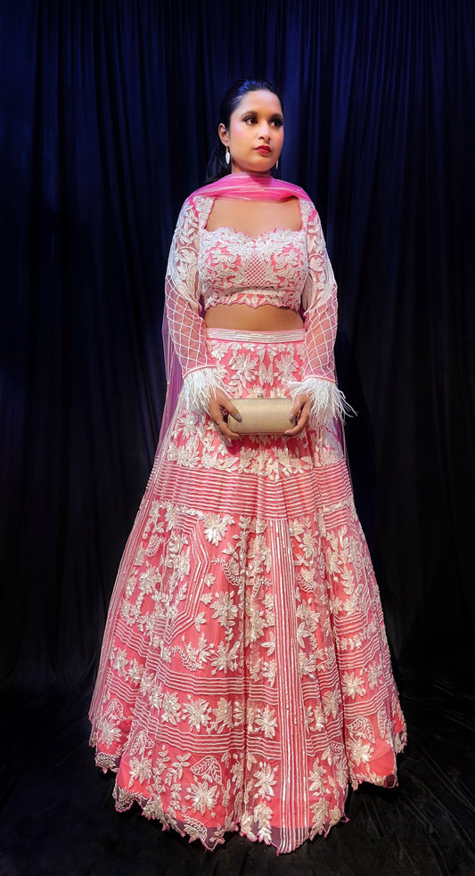 Pink Embroidered Lehenga
